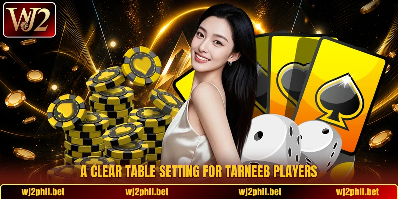 A clear table setting for Tarneeb players