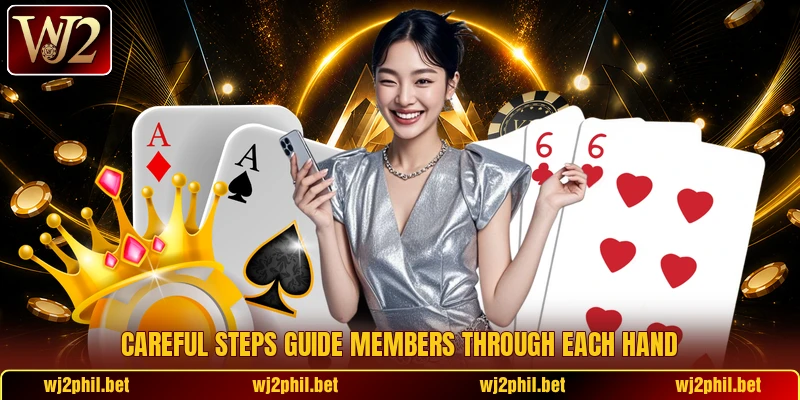 Careful steps guide members through each hand