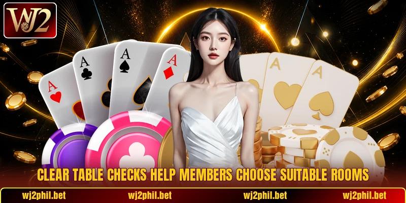 Clear table checks help members choose suitable rooms