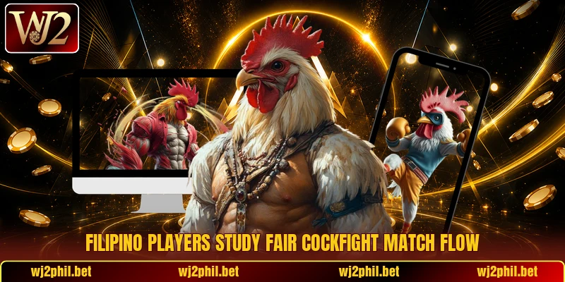 Filipino players study fair cockfight match flow