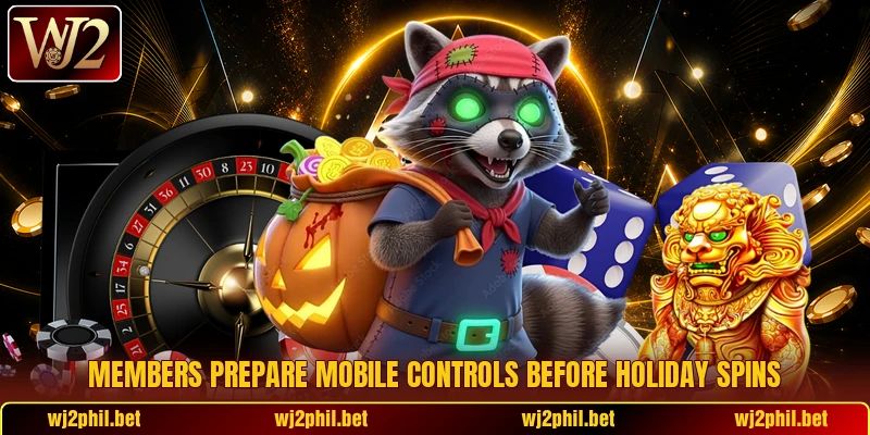 Members prepare mobile controls before holiday spins