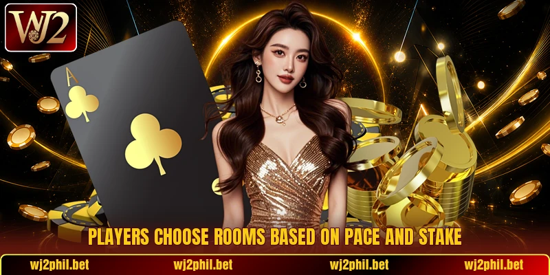 Players choose rooms based on pace and stake